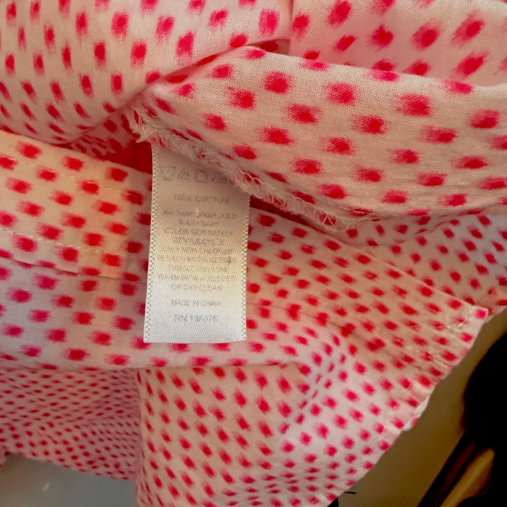 C. Wonder Women’s Button up Shirt white and pink speck pattern 100% cotton - Picture 7 of 7